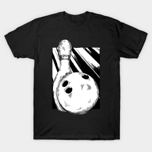 Kegeln Bowling Kugel Handgezeichnet Kegelbahn T-Shirt